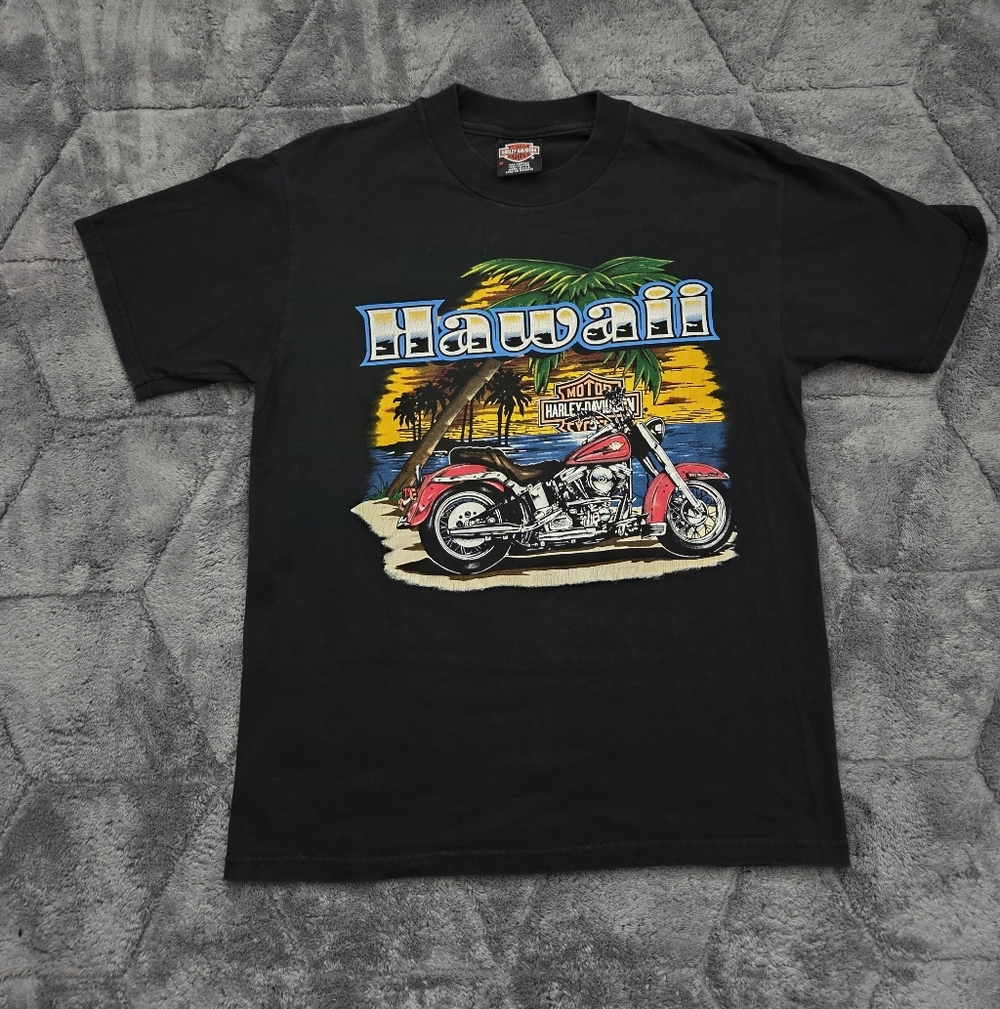 VTG Harley-Davidson Pacific Maui, Hawaii Motorcycle Black T-Shirt Made In USA M